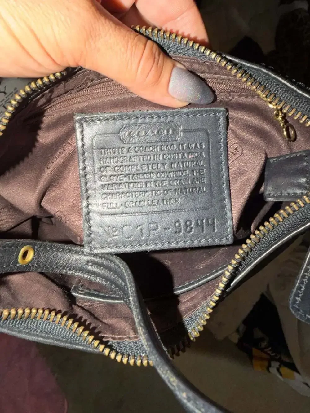Vintage 2001 Coach 9844 Black Leather Legacy Demi Baguette Hobo Bag